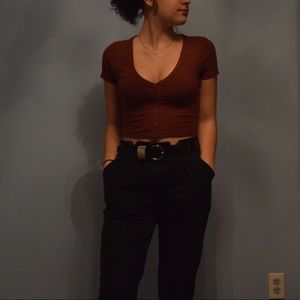 Low neck crimson shirt